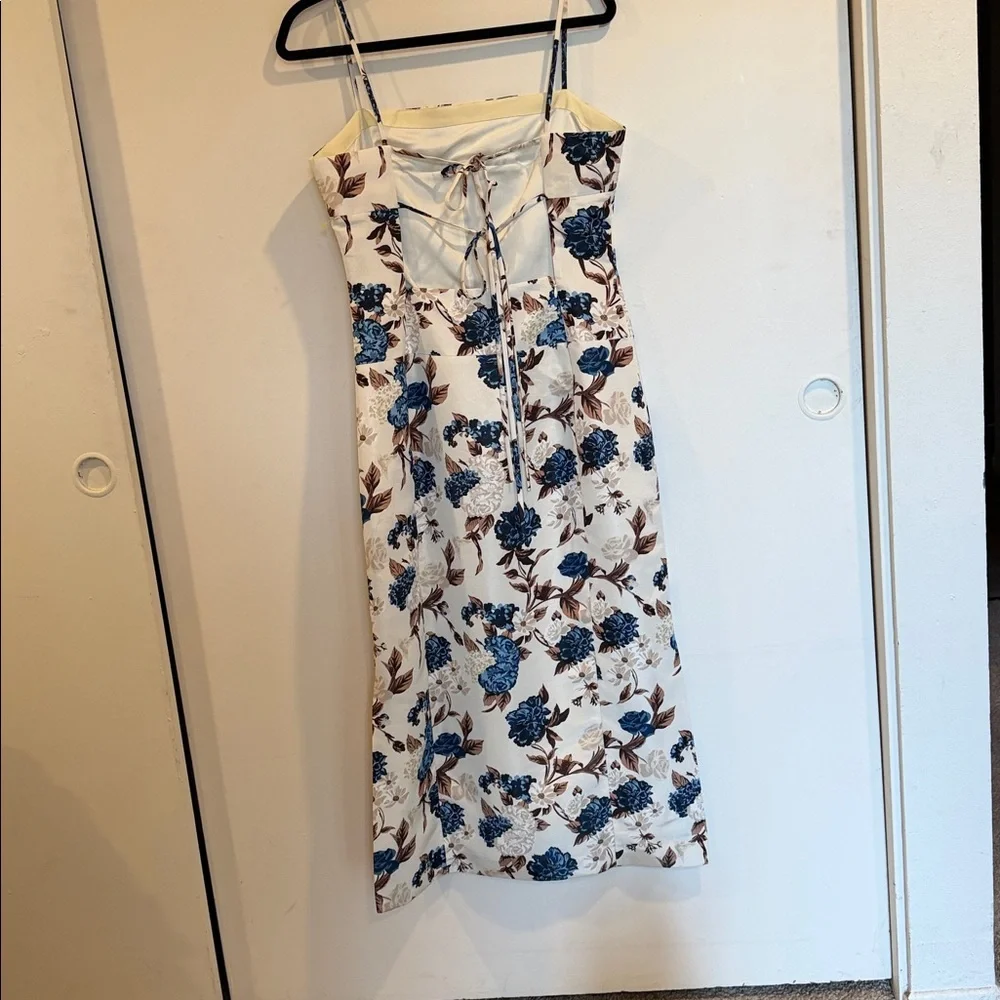 Tory Burch Cream and Blue Floral Backless Dress